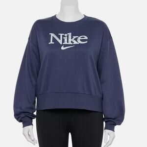 NEW Nike Sweatshirt Plus Size Pullover Retro Crushed Velvet Logo Blue Size 1X